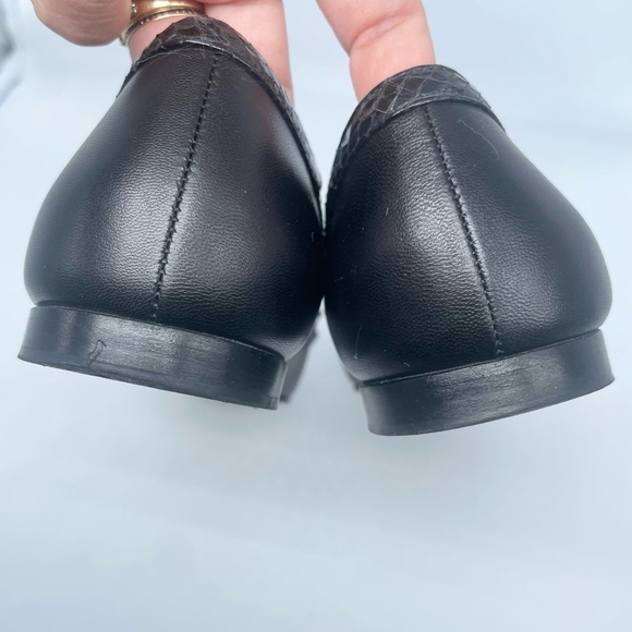 Gucci Black Leather Snake skin bow embellished GG Ballerina flats EU 38.5 - Picture 3 of 13